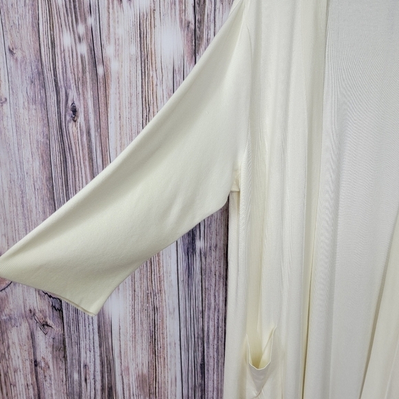 𝅺Linea by Louis Dell'olio Whisper Knit Long Pocket Cardigan Ivory Cream Size 2X - Picture 6 of 12
